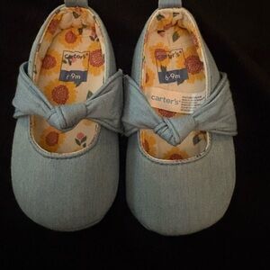 Carter's Baby Girls Light Blue Knot Mary Jane Shoes NWT